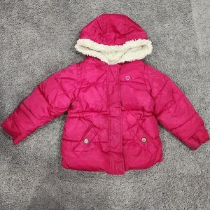 Old Navy Toddler Girl 3T hooded winter coat fur lined pink
